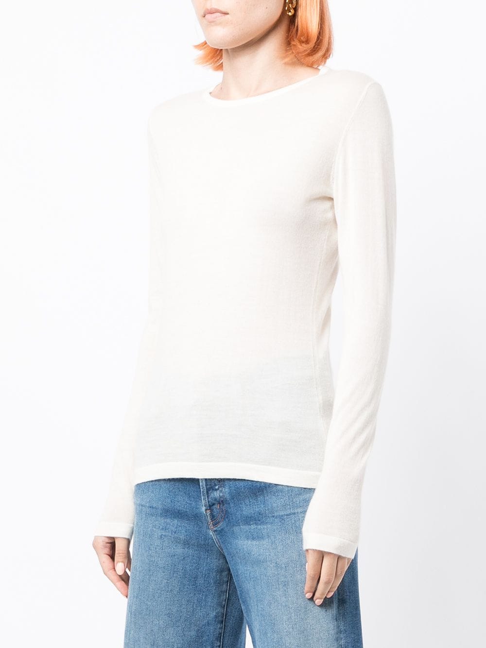 Shop N•peal Round Neck Knit Jumper In White