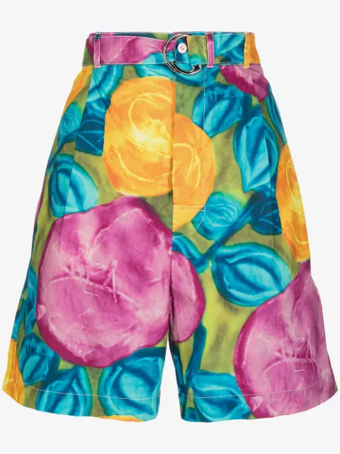 Marni Bermuda com cinto e estampa floral