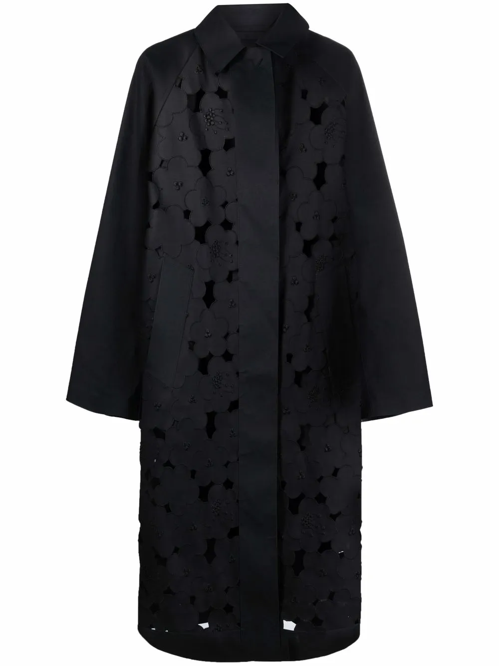 

Cecilie Bahnsen floral cut-out long coat - Black