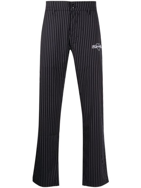 Pleasures - logo-embroidered pinstripe trousers