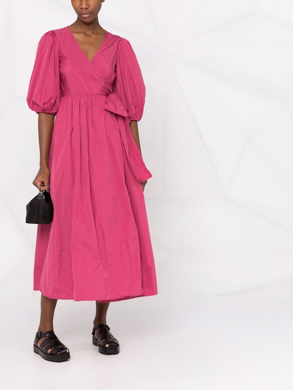 фото Red valentino puff-sleeve wrap dress