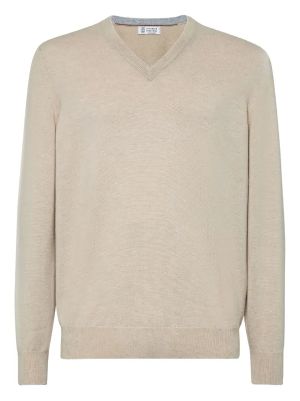 Brunello Cucinelli Long-sleeve Cashmere Jumper in Neutrals
