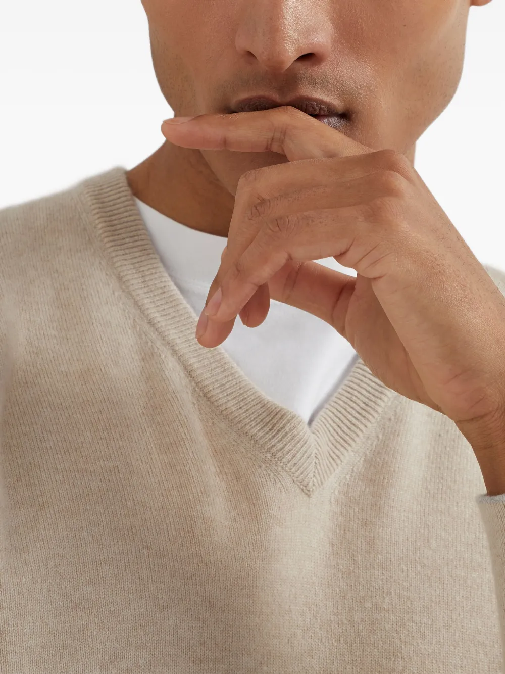 Brunello Cucinelli Long-sleeve Cashmere Jumper in Neutrals, view 5