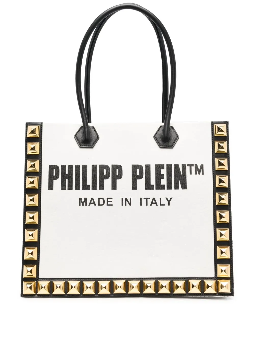 

Philipp Plein logo-print studded tote bag - White