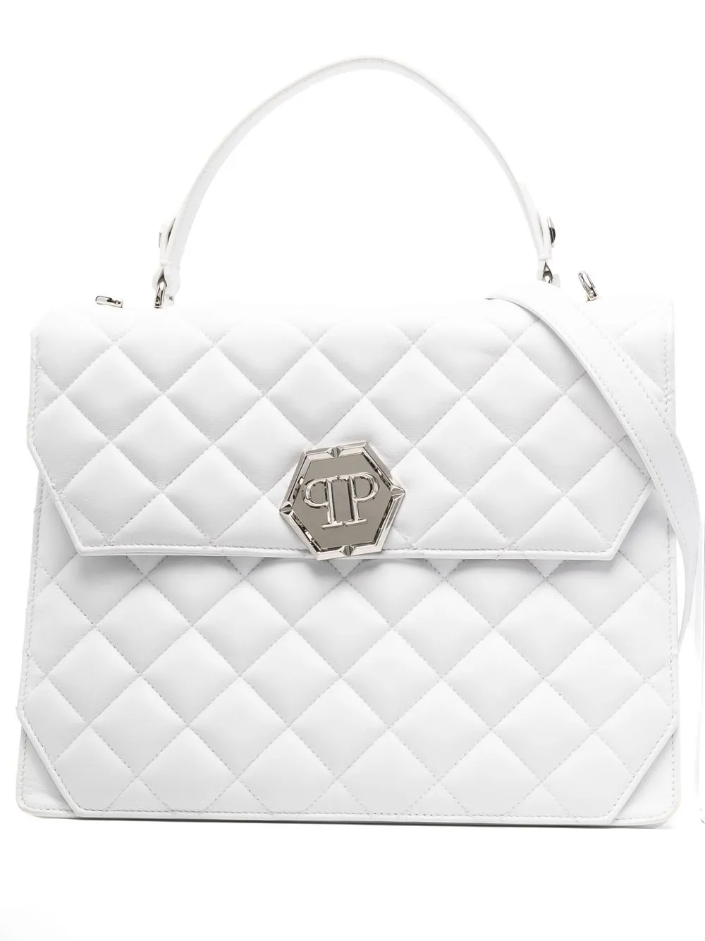 

Philipp Plein tote capitonado con logo hexagonal - Blanco