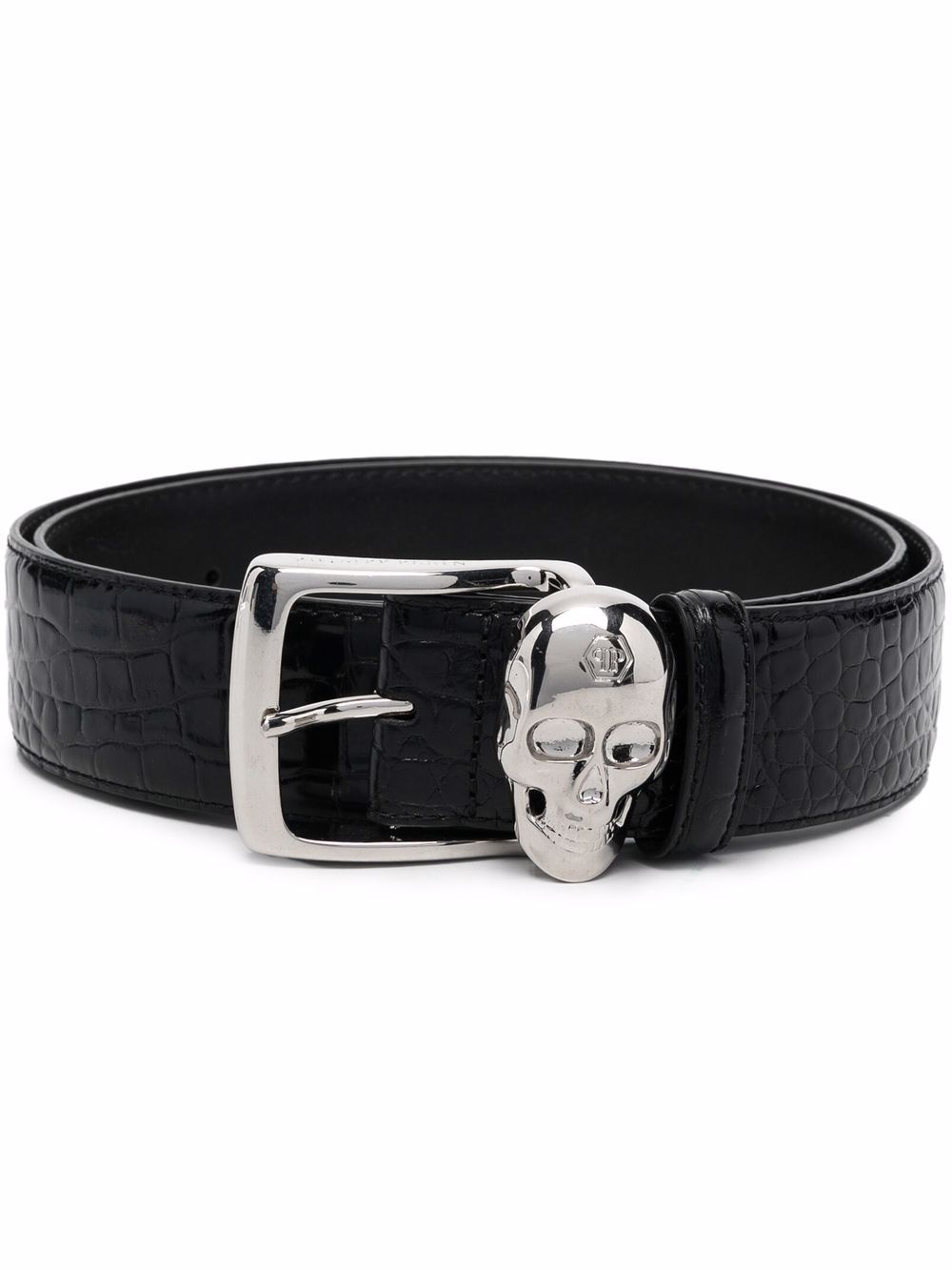 

Philipp Plein crocodile effect belt - Black