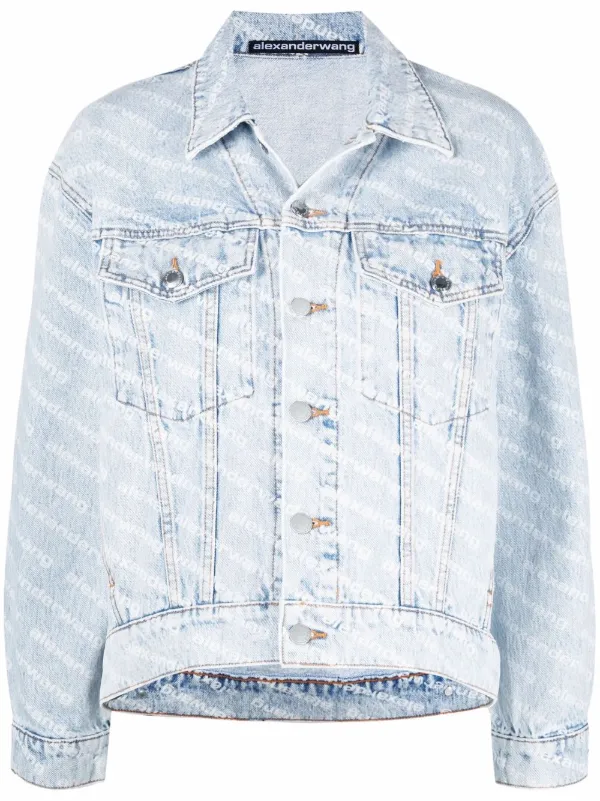 alexander wang logo print denim jacket