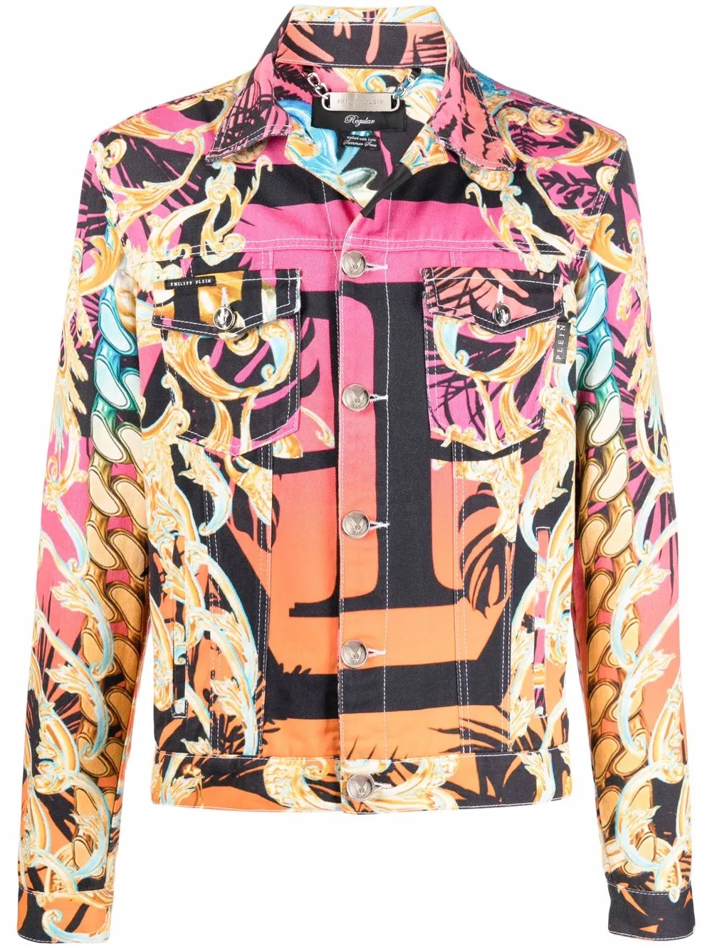 

Philipp Plein logo-print denim jacket - Pink