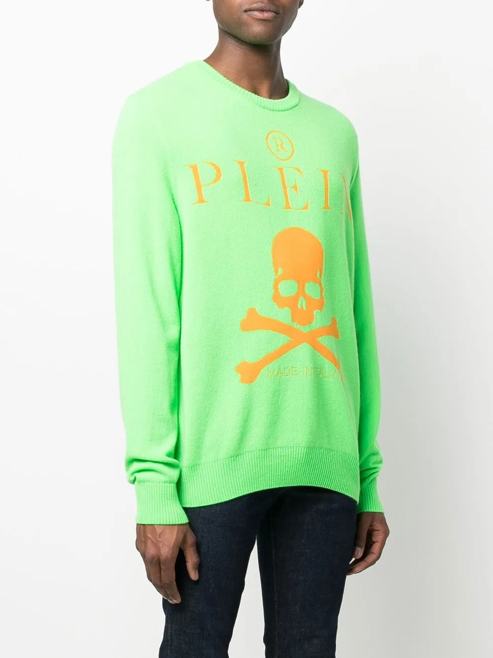  Philipp Plein Kaschmirpullover Mit Totenkopf   Grün 