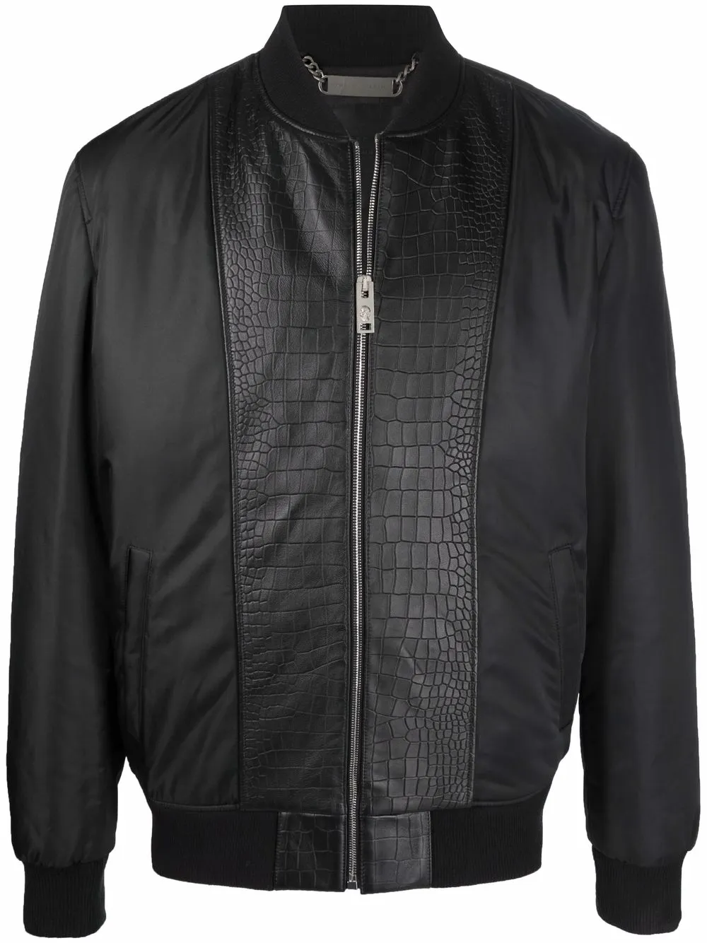 

Philipp Plein croc-effect panelled bomber jacket - Black