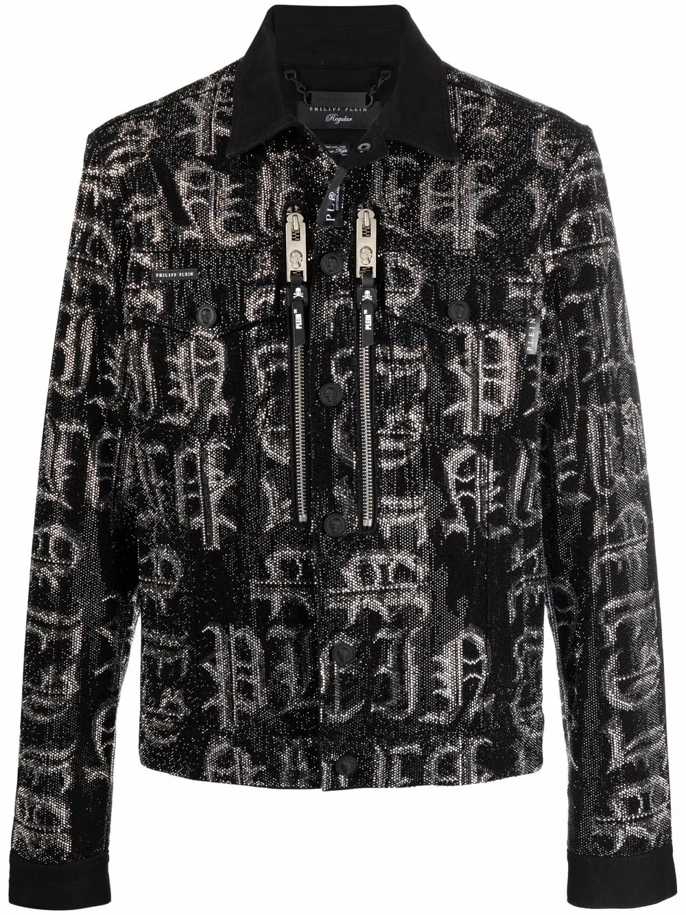 

Philipp Plein logo-print denim jacket - Black