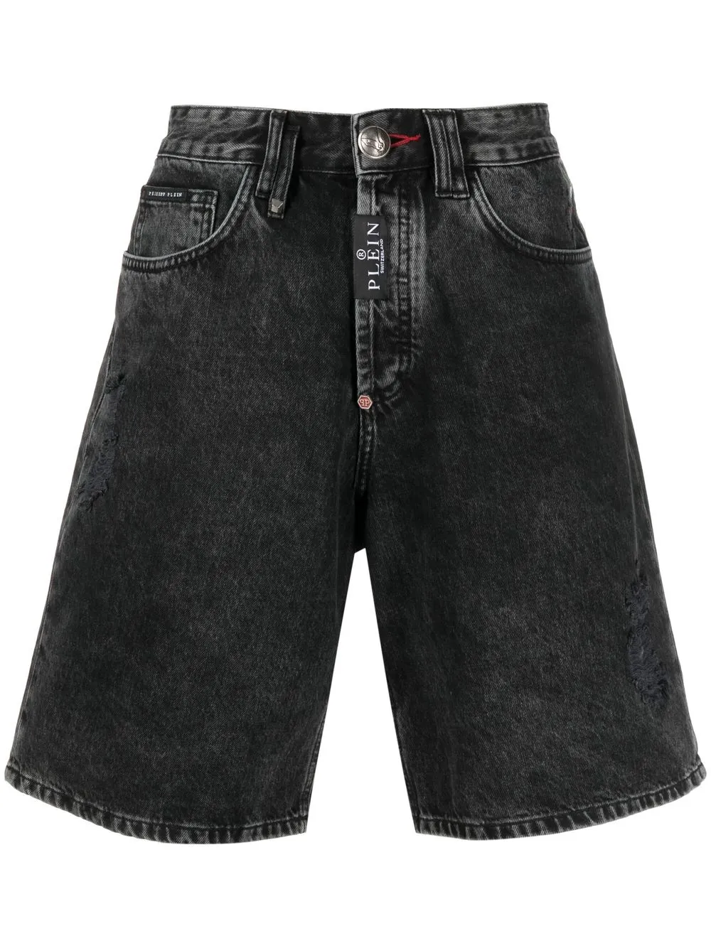 

Philipp Plein shorts de mezclilla acampanados - Gris