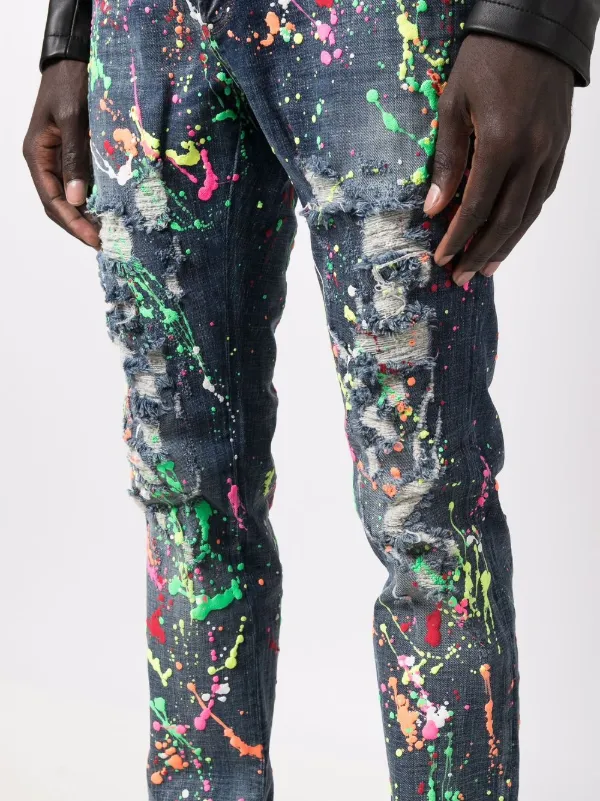 Philipp Plein paint-splatter Slim Jeans 