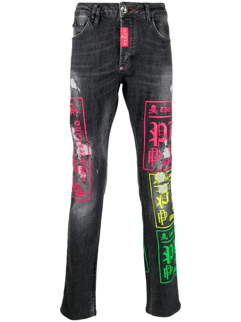 

Philipp Plein Gothic Plein low-rise straight-leg jeans - Grey