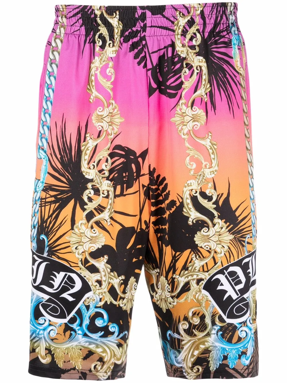 

Philipp Plein Baroque-print jogging shorts - Pink