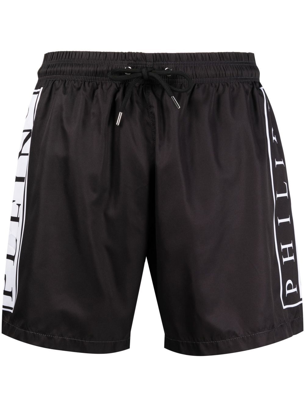 Philipp Plein Logo-print Drawstring-waist Swim Shorts In Black