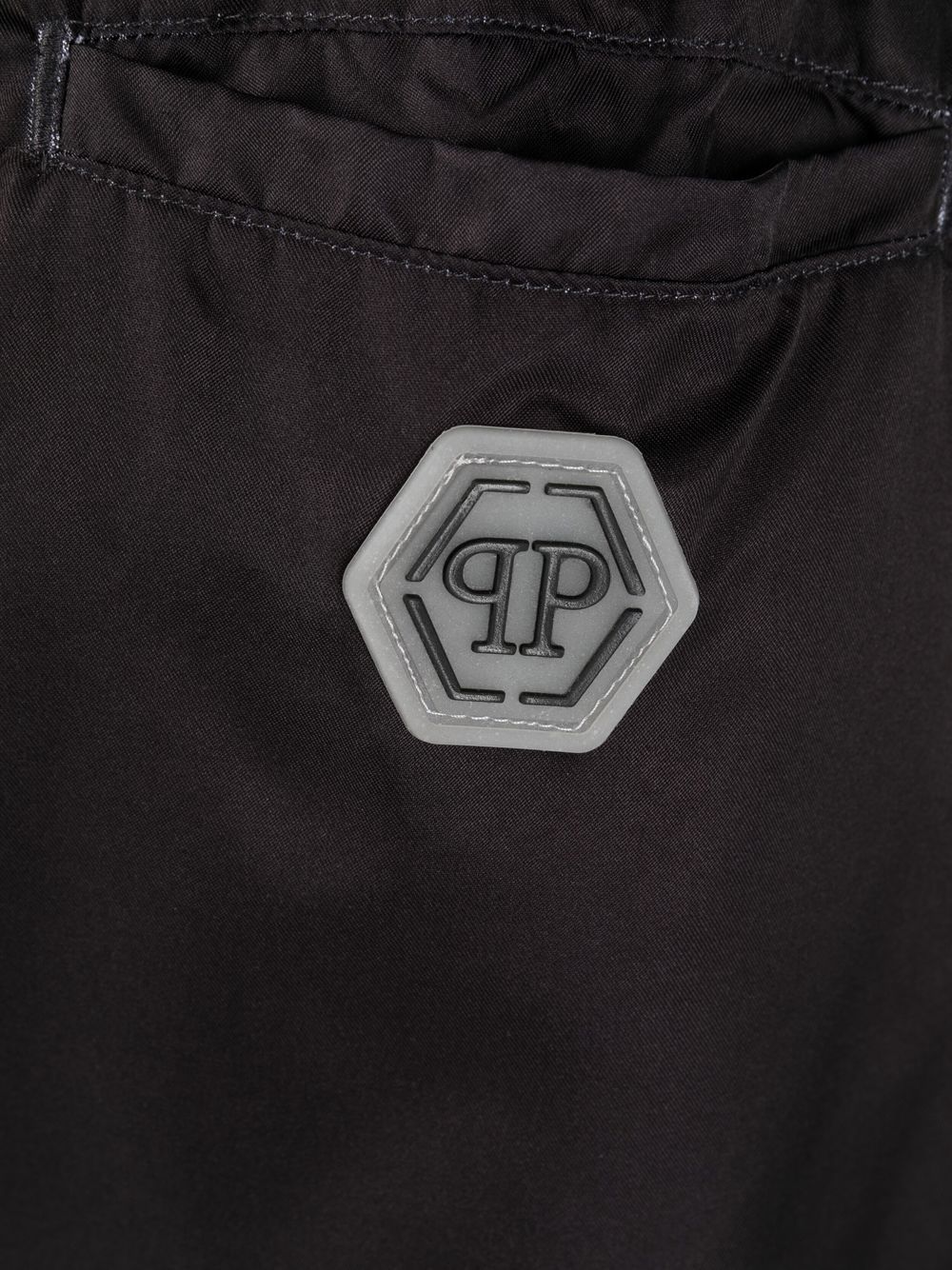 Shop Philipp Plein Logo-print Drawstring-waist Swim Shorts In Black