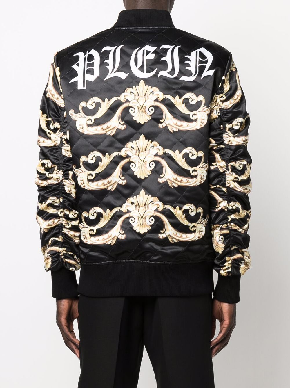 Cheap Philipp Plein Gothic-print quilted bomber jacket Men