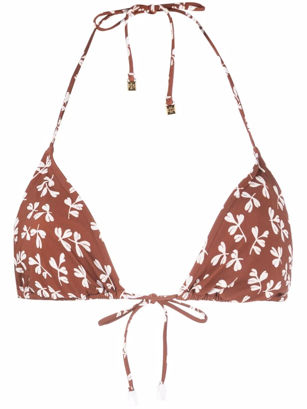 

Tory Burch top de bikini con hojas estampadas - Marrón