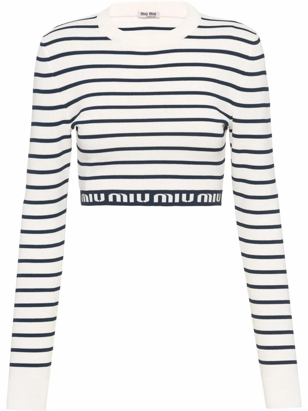 

Miu Miu logo-underband cropped jumper - White