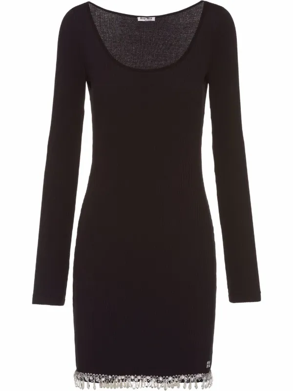 Miu Miu bead-trim ribbed-knit Dress 