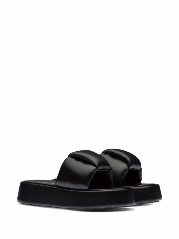 Miu Miu Padded Leather Sandals | Black | FARFETCH