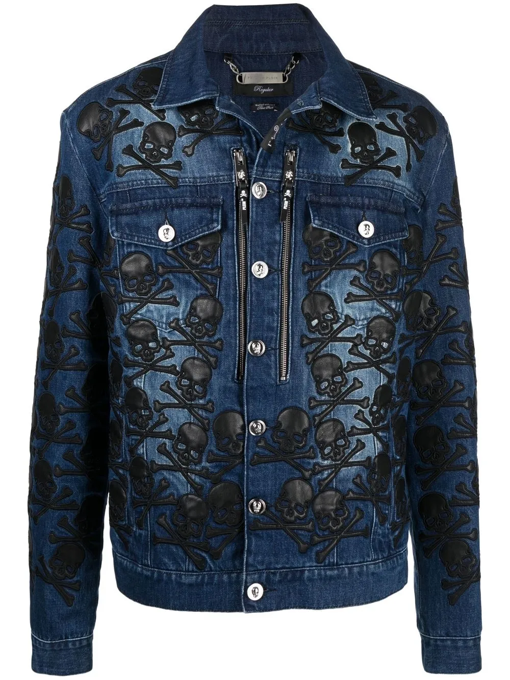 

Philipp Plein skull-patch denim jacket - Blue