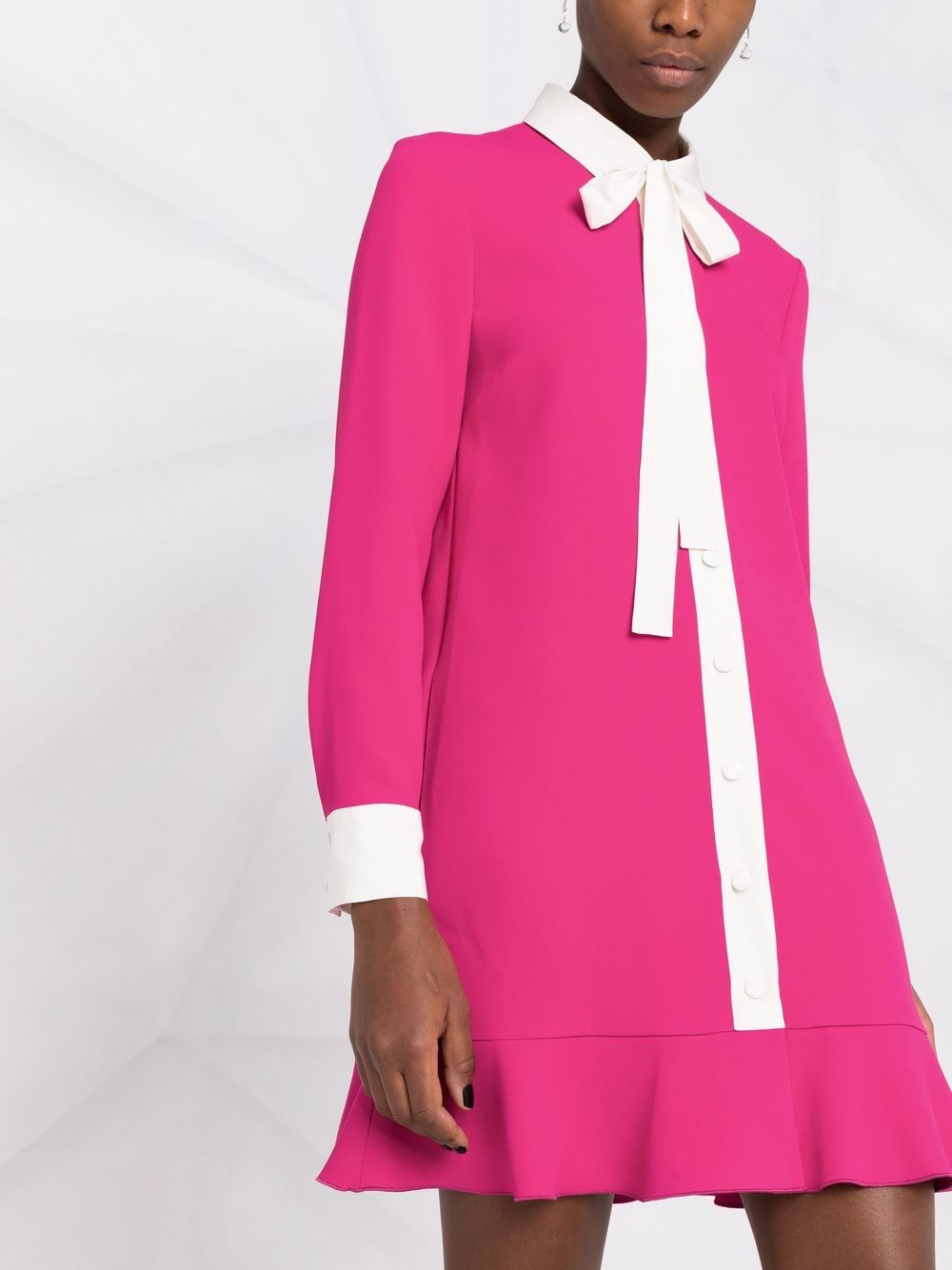 Shop Red Valentino Pussy-bow Collar Dress In Pink
