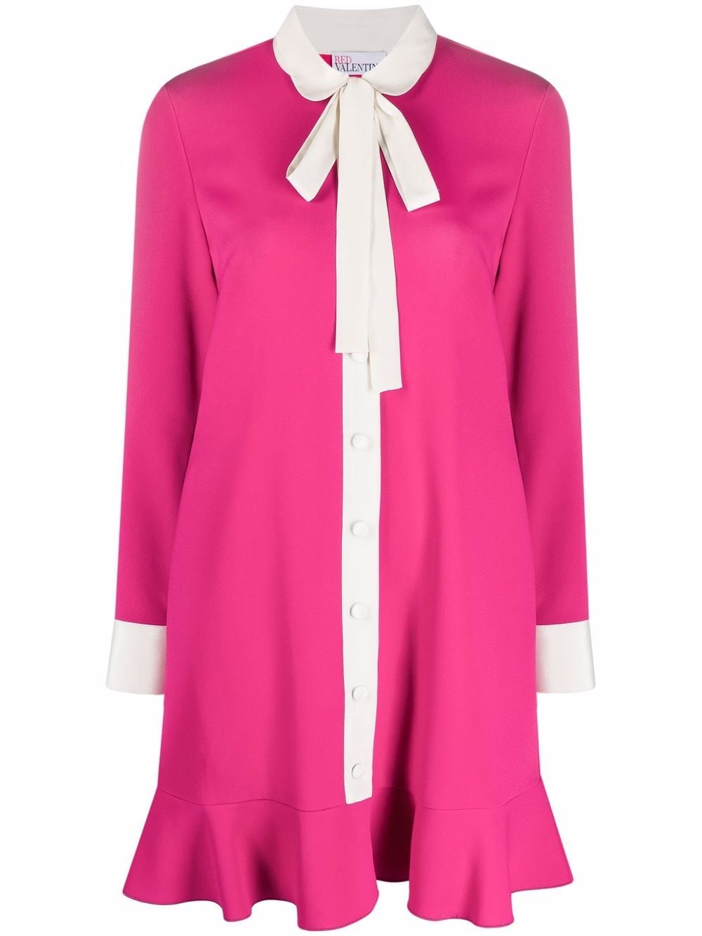 Shop Red Valentino Pussy-bow Collar Dress In Pink