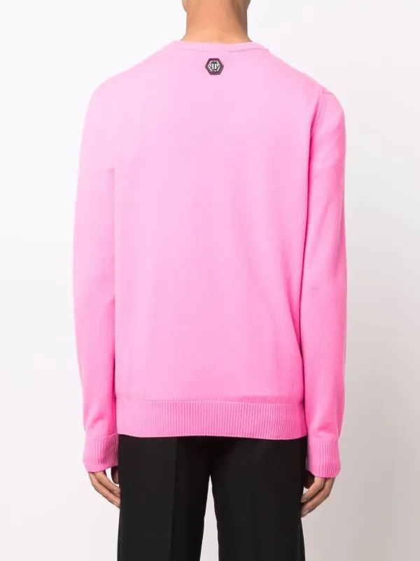 Philipp Plein Iconic Skull Crewneck Sweater Pink FARFETCH IN
