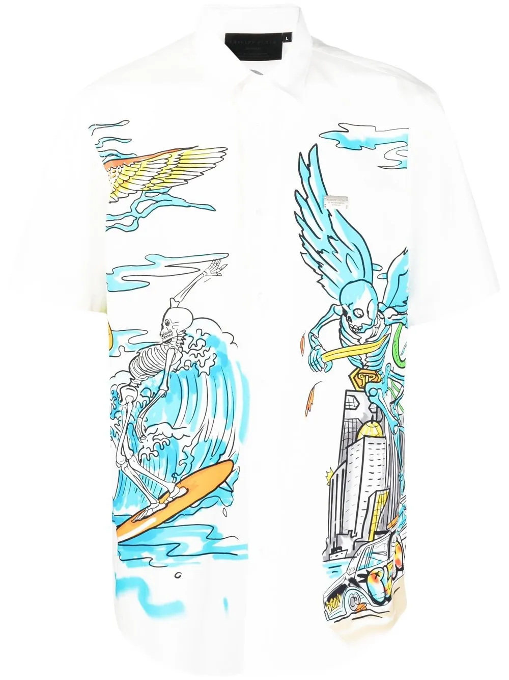 

Philipp Plein skeleton tattoo-print short-sleeve shirt - White