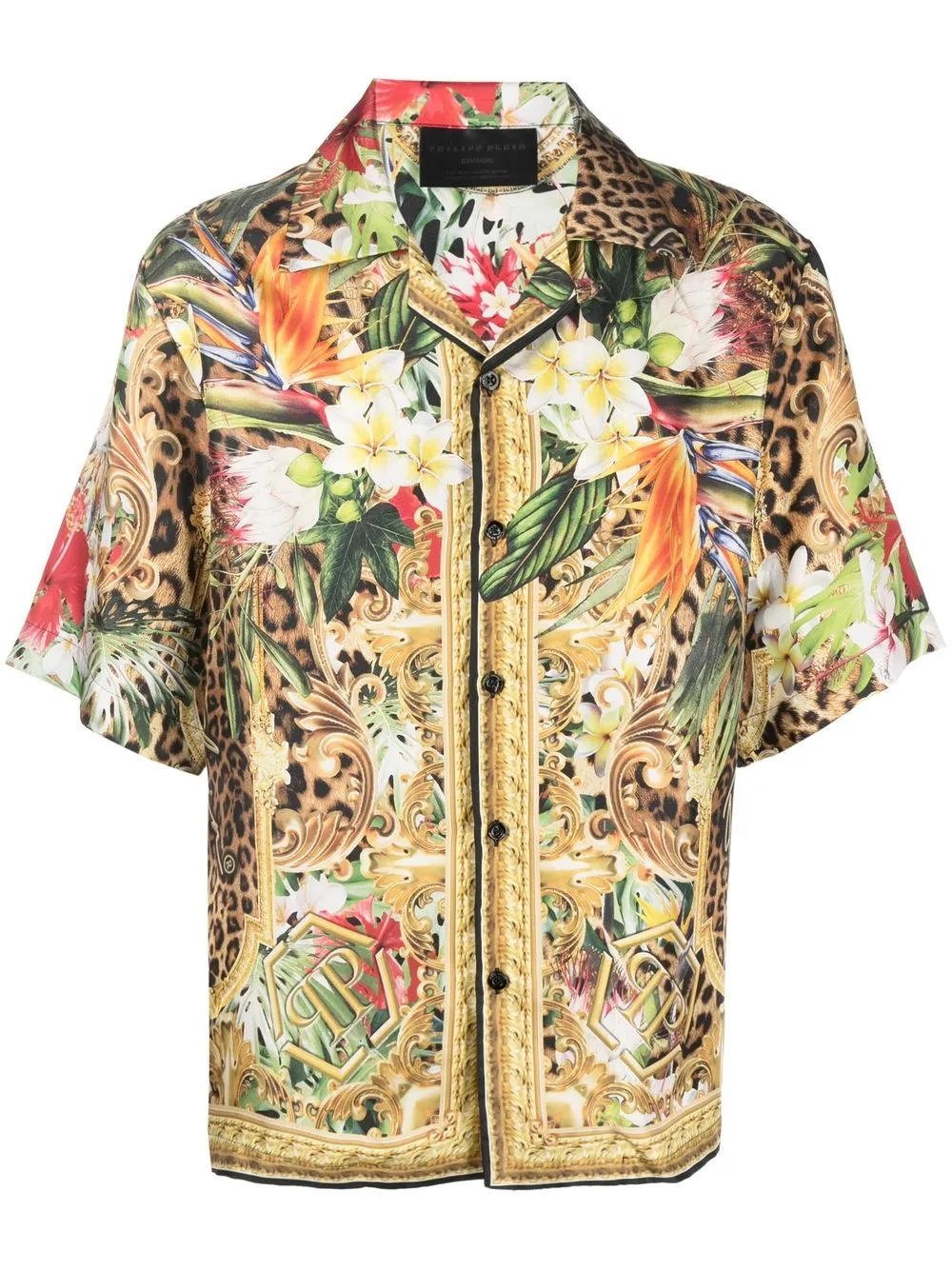 

Philipp Plein graphic-print short-sleeve silk shirt - Brown