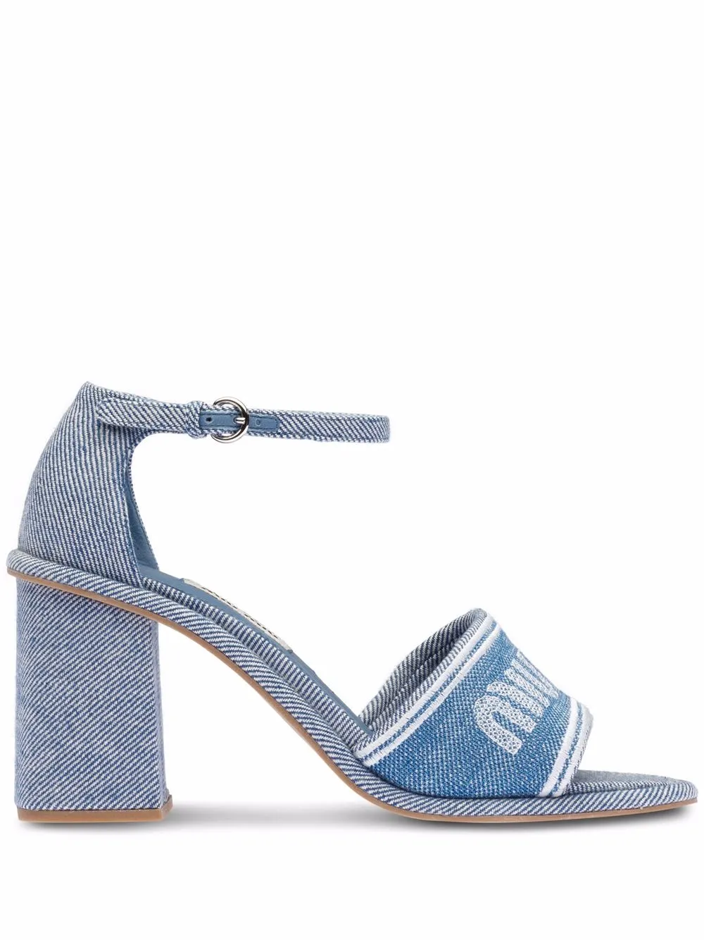 

Miu Miu logo-jacquard denim sandals - Blue