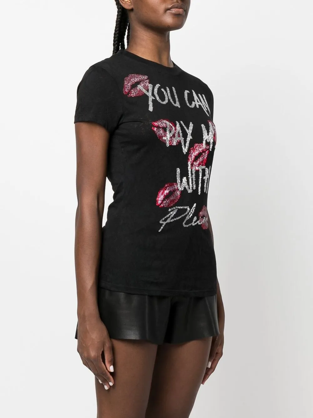  Philipp Plein T-shirt à Ornements Strassés - Noir 