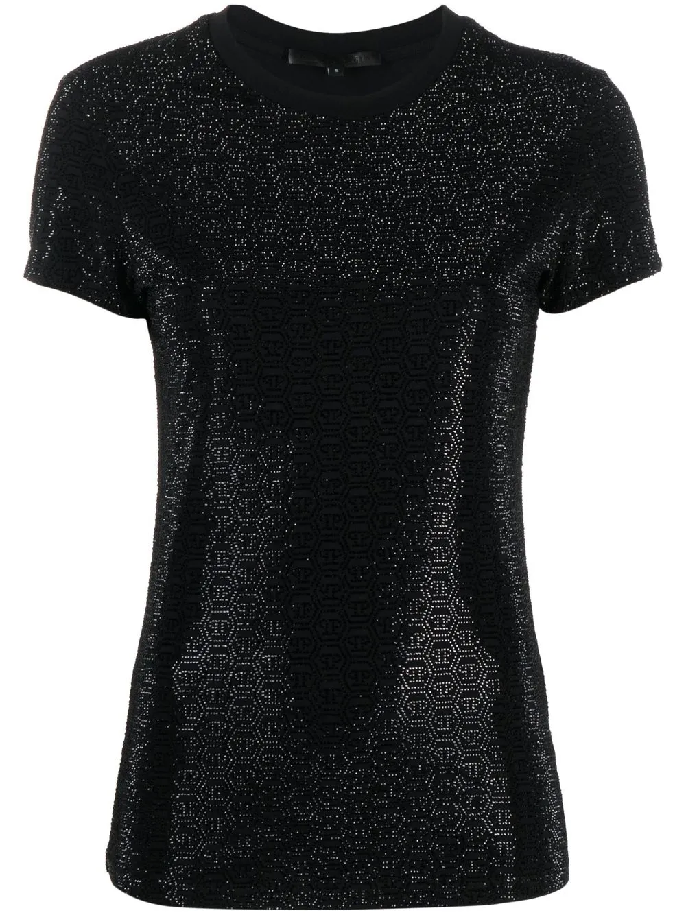 

Philipp Plein playera con monograma y apliques - Negro