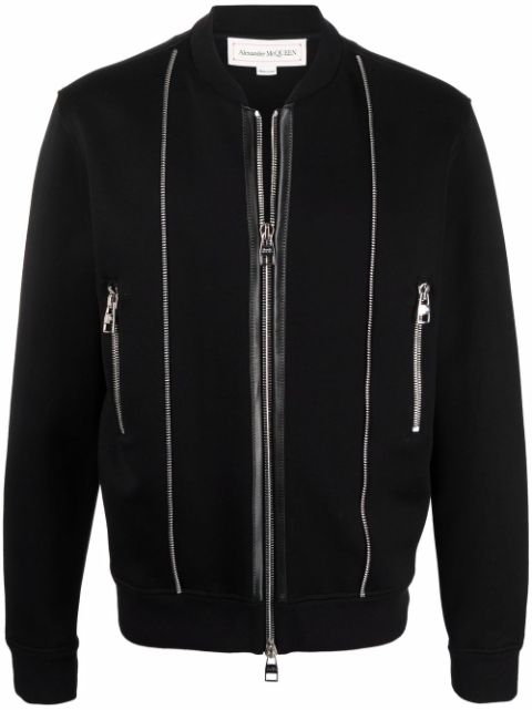 Alexander McQueen Zip-Detail logo bomber jacket Men