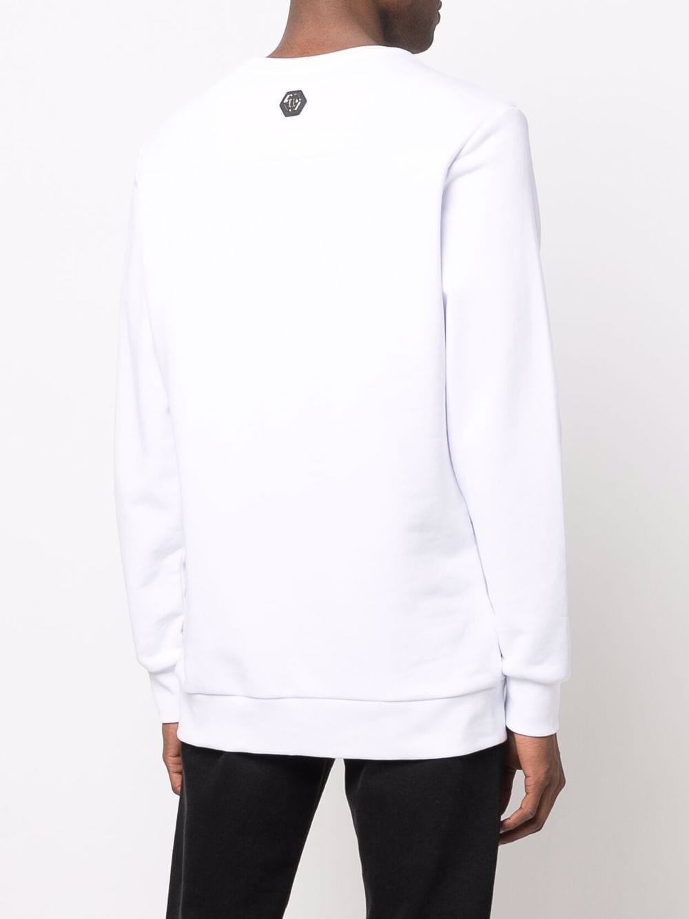 Shop Philipp Plein Gothic Plein Crystal-logo Sweatshirt In White