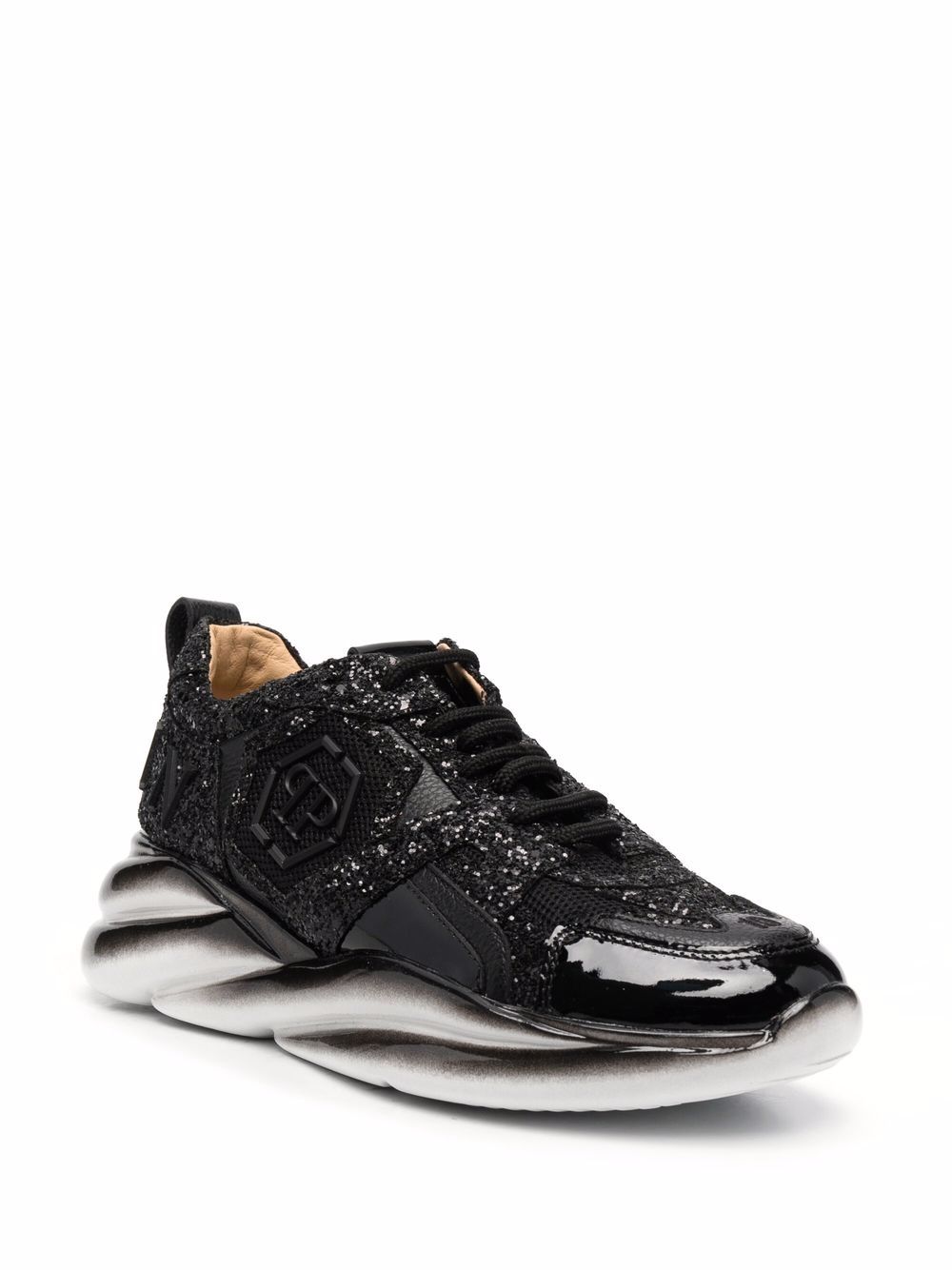 Philipp Plein Runner Iconic Plein sneakers met glitter - Zwart