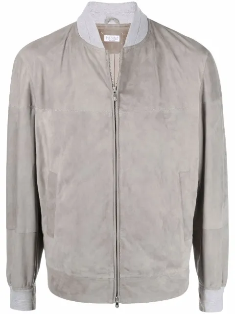 gray suede bomber jacket