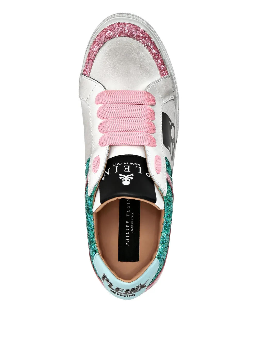 Philipp Plein Glitter Skull sneakers Wit