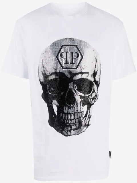 Philipp Plein gem-embellished skull logo-graphic T-shirt