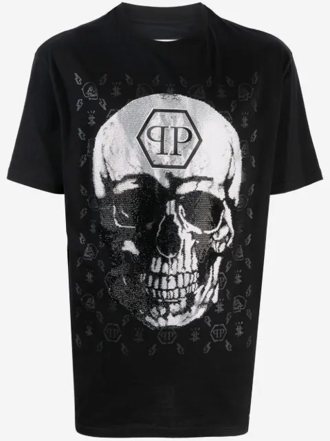 Philipp Plein gem-embellished skull logo-graphic T-shirt