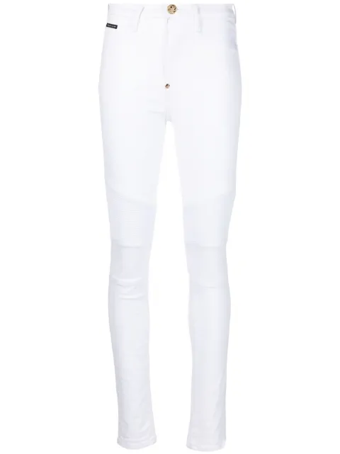 Philipp Plein Taillenhohe Bikerjeans