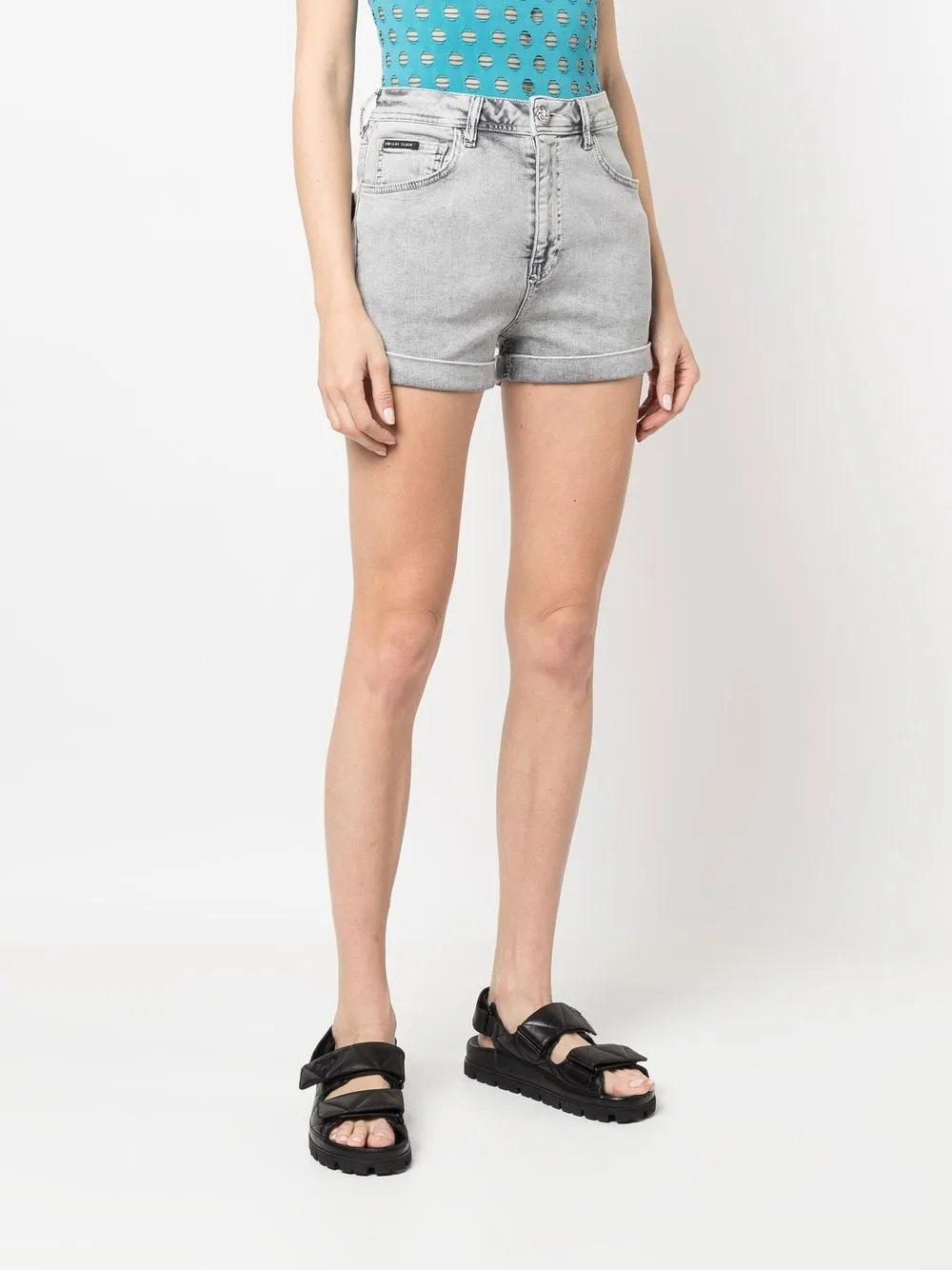  Philipp Plein Denim Short Shorts - Grey 