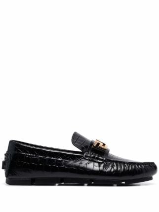 Versace Greca crocodile-effect Leather Loafers - Farfetch