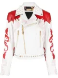 Philipp Plein cowboy intarsia leather jacket - White