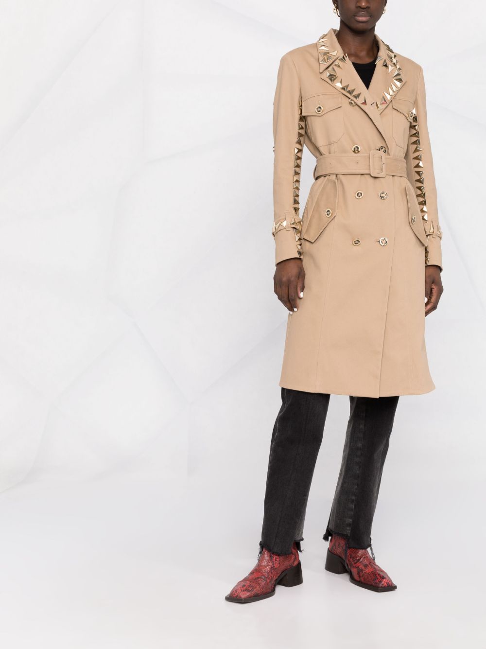 Philipp Plein studded belted trench coat Women