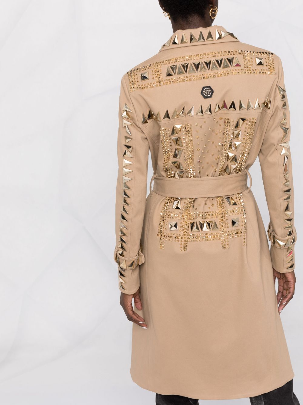 Philipp Plein studded belted trench coat Women