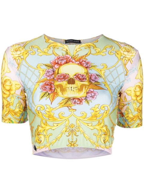 Philipp Plein baroque-print crop-top Women