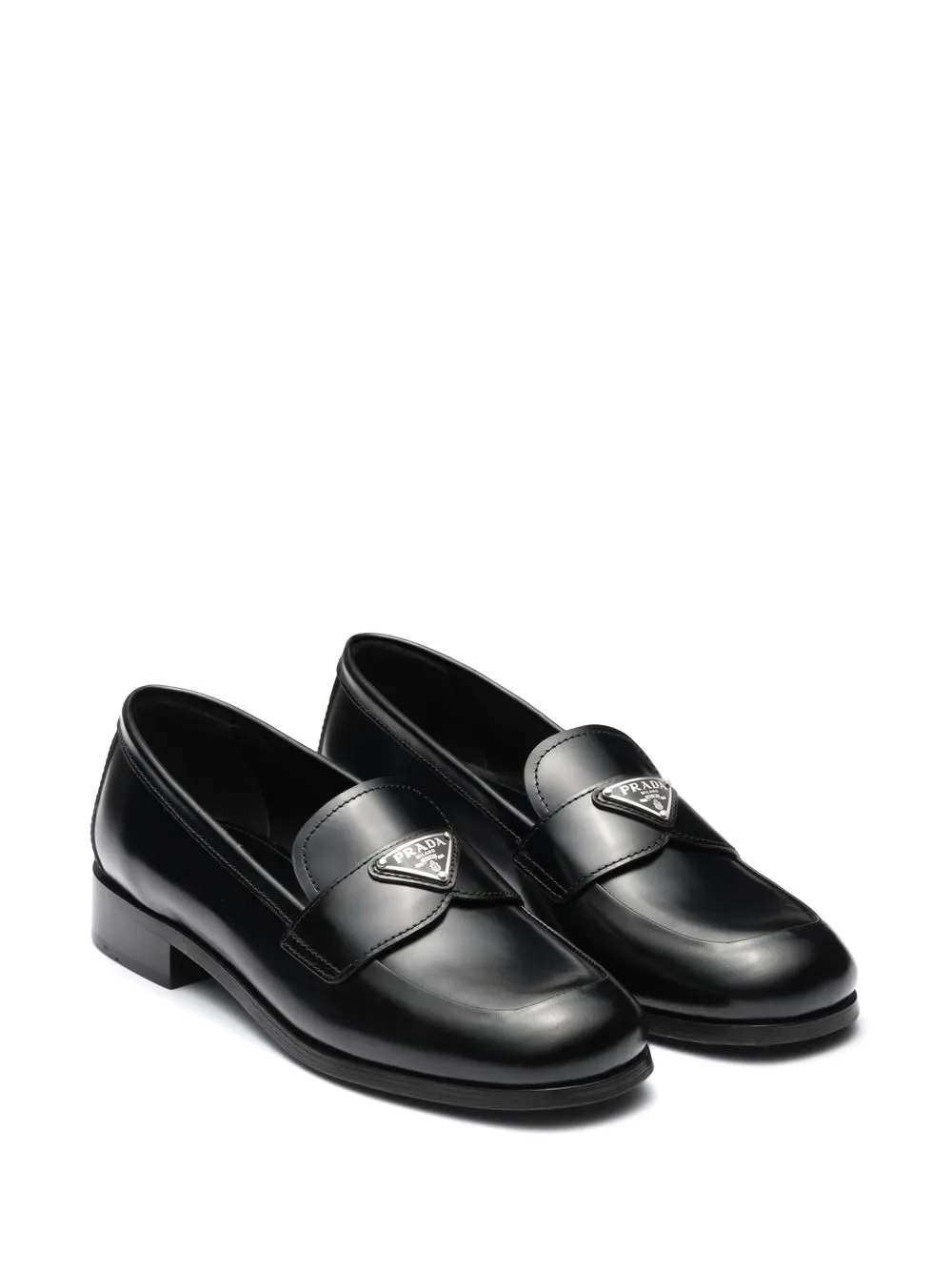 Image 1 of Prada logo-plaque leather loafers